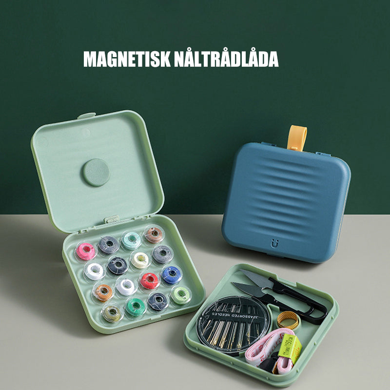 "Universell magnetisk sömnadssats med magnetlås, kompakt och bärbar i färger: blå, grön, rosa, vit för smygsy projekt."