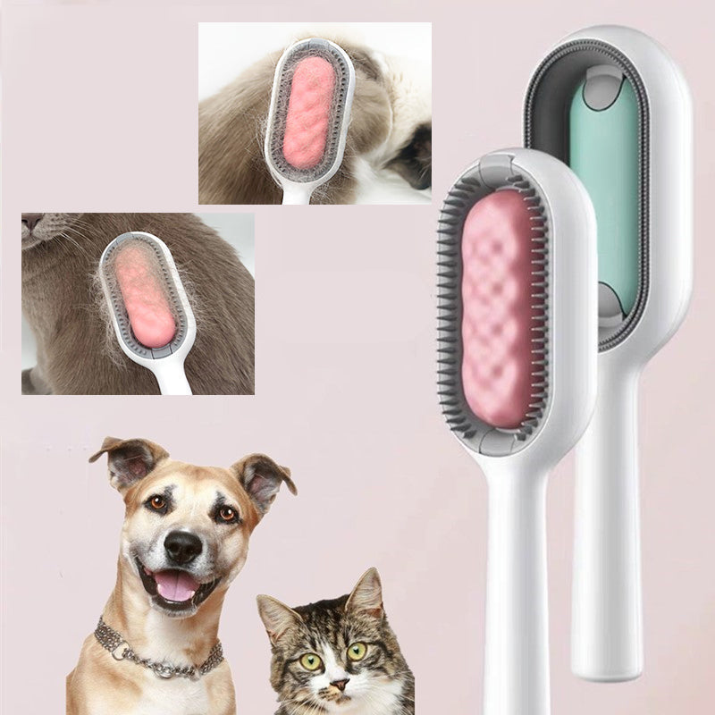 "Universell och effektiv husdjursborste, 2-i-1-design, grön, för alla pälstyper, knutborttagare, mjuk och säker grooming."