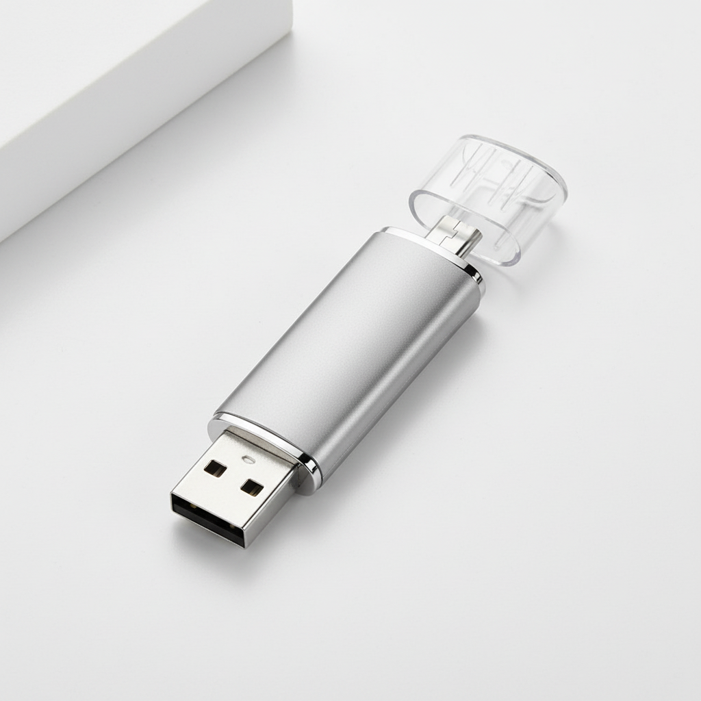 Universellt DataVault USB-minne med OTG, portabel lagring för filer, backup till mobil & dator.