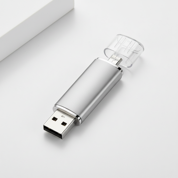 Universellt DataVault USB-minne med OTG, portabel lagring för filer, backup till mobil & dator.