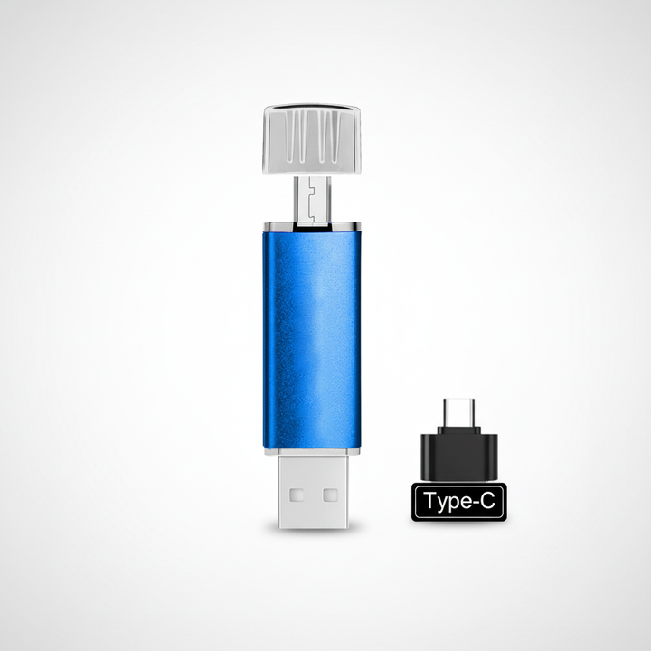 Portabelt DataVault flashdrive med OTG, perfekt för att lagra och flytta filer under resor.