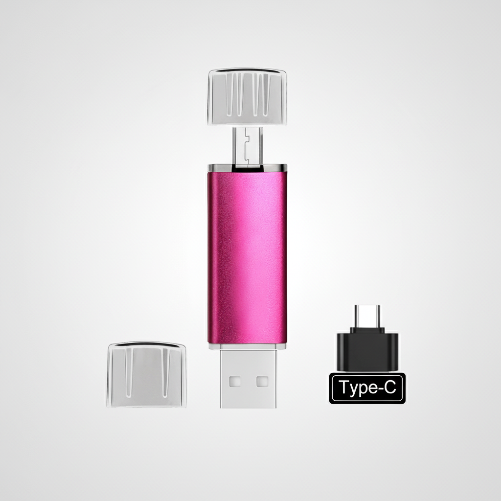 OTG USB-minne för enkel backup av foton & videor från mobil, frigör lagring på din enhet.