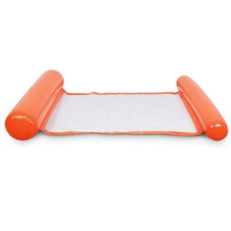 Uppblåsbar flytande loungestol för vuxna i blått på vatten, ergonomisk design för komfort och justerbar för bästa passform.