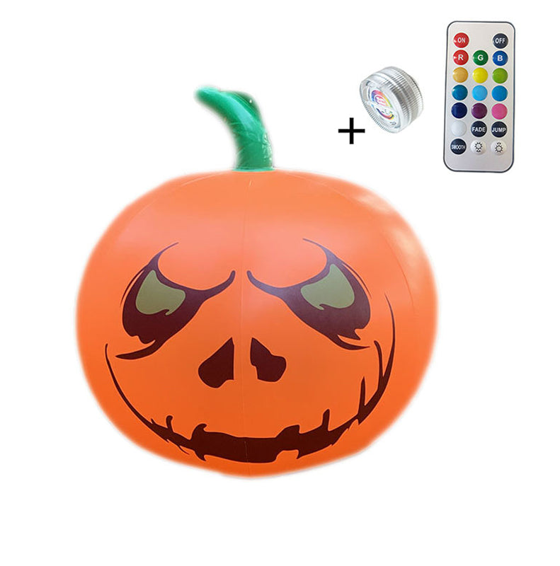 "Uppblåsbar LED-pumpa med färgskiftande ljus, perfekt för Halloween. Vattentät design för utomhusanvändning."