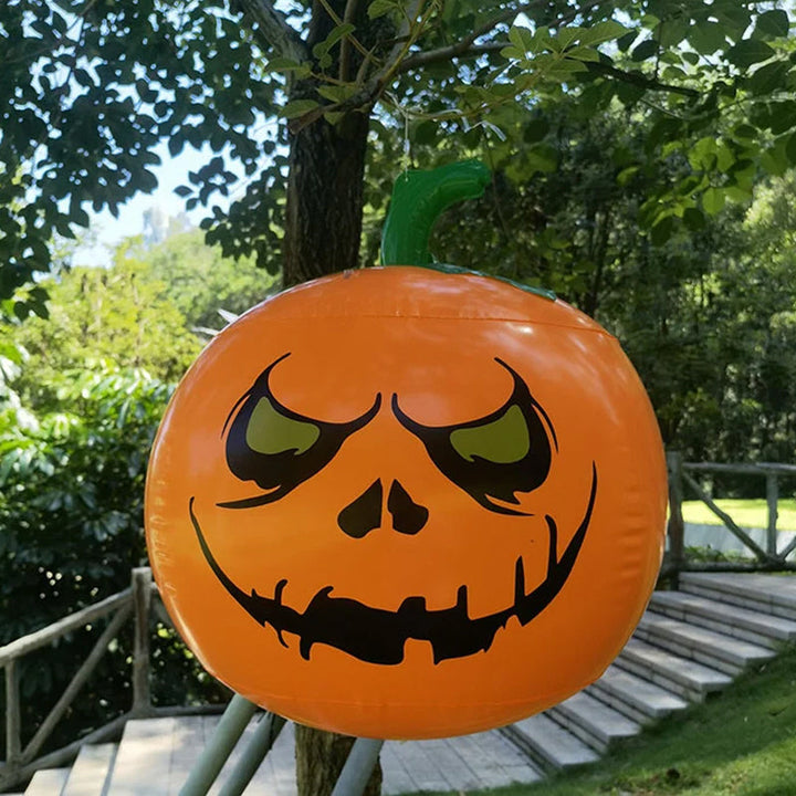 "Uppblåsbar LED-pumpa med färgskiftande ljus, perfekt för Halloween. Vattentät design för utomhusanvändning."
