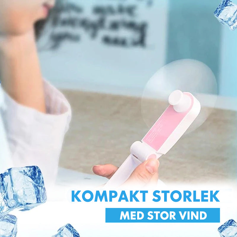 "Uppladdningsbar handhållen mini USB-fläkt i grön färg, kompakt design, perfekt för sommaranvändning, hållbar och bärbar."
