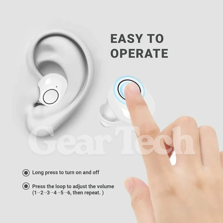 Diskret in-ear hörapparat. Uppladdningsbar hörselhjälp med Bluetooth & appkontroll. Komfort för vuxna.