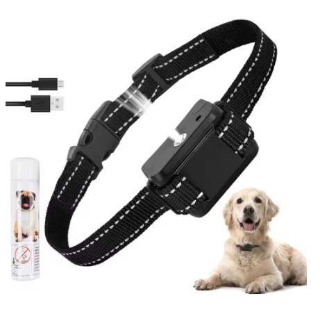 Uppladdningsbart hundhalsband för skällkontroll med citronellaspray. Effektiv hjälp för hundträning och husdjur.