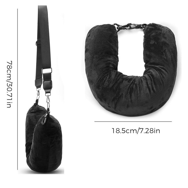 "Uppstoppningsbar resekudde i slitstarkt nylon, stilren och utrymmesbesparande - perfekt för resor och äventyr."