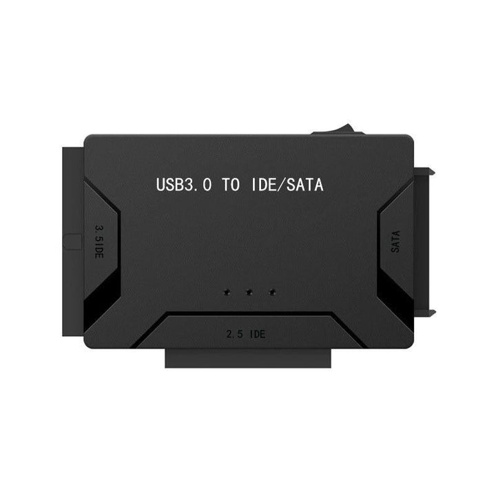 "USB 3.0 till IDE/SATA Adapter, svart, kopplad till hårddisk, kompaktdesign, ansluter 2,5 och 3,5 tum enheter, teknik."