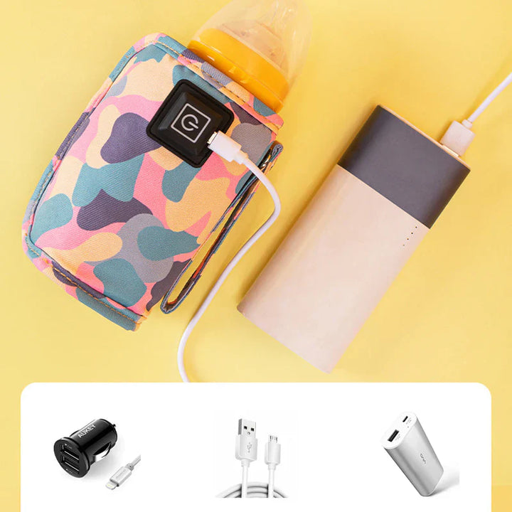 "USB mjölkvärmare för bekväm matning, kompakt design, justerbar temperatur, perfekt för resor och bärbar användning."