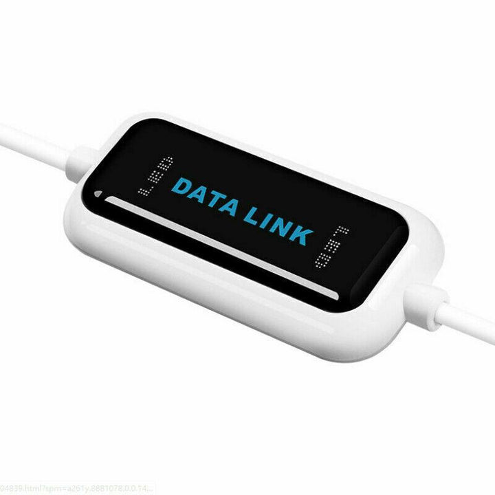 "USB överföringskabel plug and play, svart 1,5 m, ansluten till två datorer för enkel filöverföring utan drivrutiner"