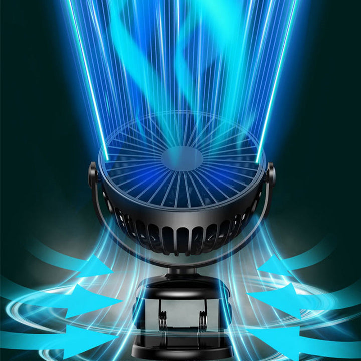 "USB uppladdningsbar mini fläkt med klämma, kompakt design, flera färger, justerbara hastigheter för svalka varma dagar."