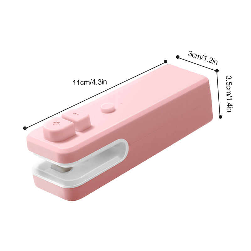 "USB-uppladdningsbar miniförseglare för kök, kompakt design, vit färg, för plastsäcksförsegling och skärning"