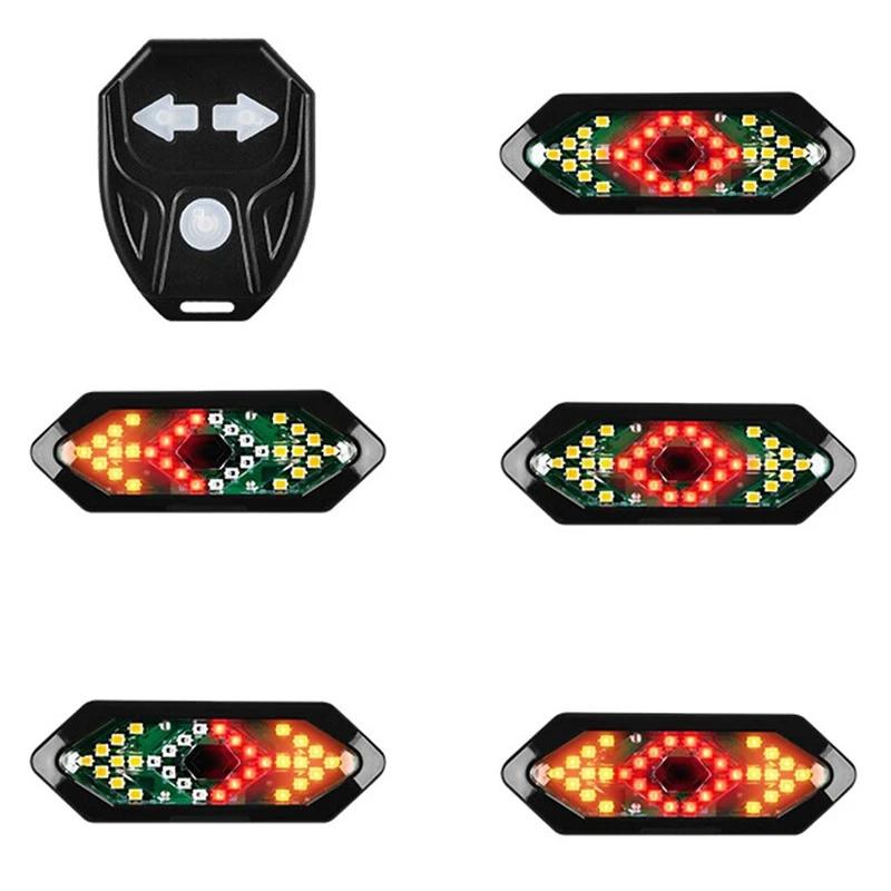 "USB-uppladdningsbart cykel bakljus med blinkers och horn, svart design, LED-ljus för säker cykling, vädertåligt."