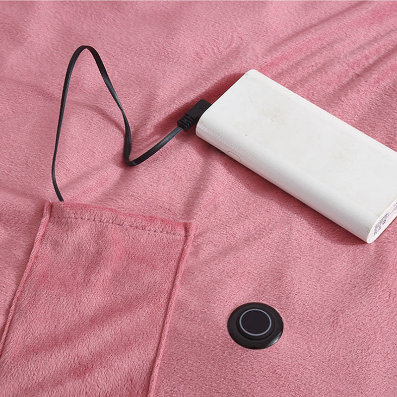 "USB-uppvärmd filt i mjuk polyester med justerbara värmenivåer, mångfärgad design, idealisk för personlig hälsovård."
