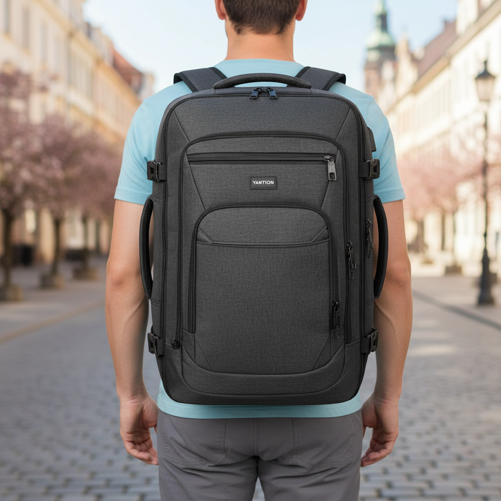 Utökningsbar reseryggsäck för maxad packning. Perfekt som handbagage för korta och långa resor.