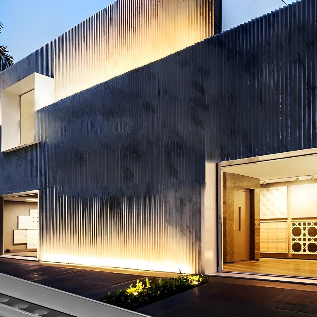 Modern energisnål LED-lampa för utomhusbruk, dimbar aluminiumlampa, vattentålig fasadbelysning.