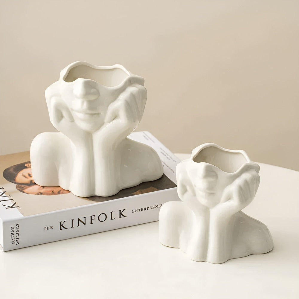Unik och uttrycksfull ansiktsvas, modern konstnärlig design som heminredning.