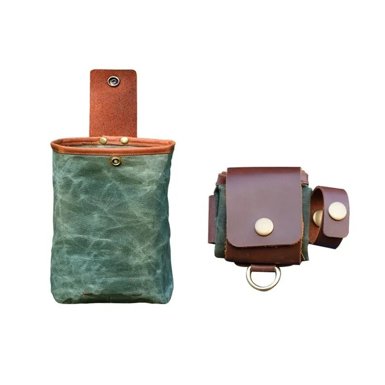 Unisex Vintage Läder och Canvas Foraging Påse
