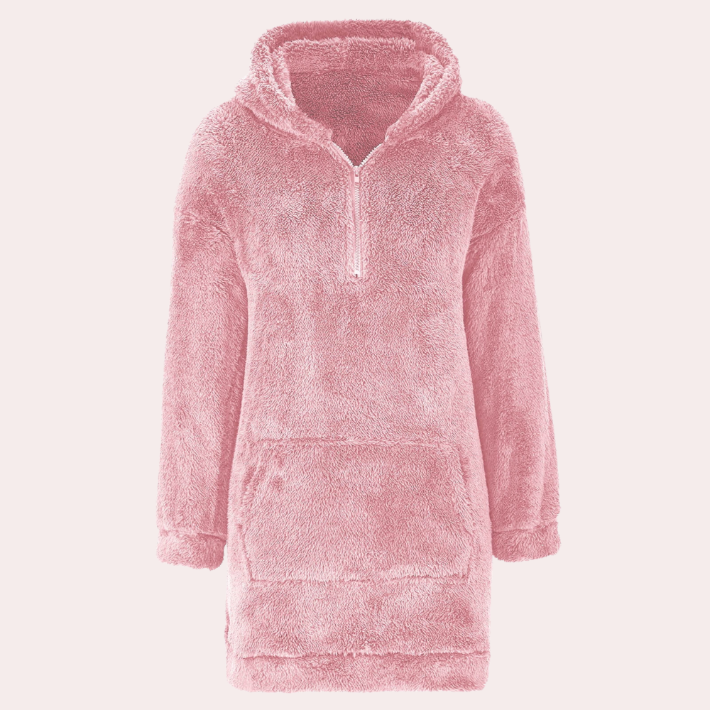 Bekväm och varm damjacka med fleecefoder. Perfekt hoodie med dragkedja för höst- och vintermodet.