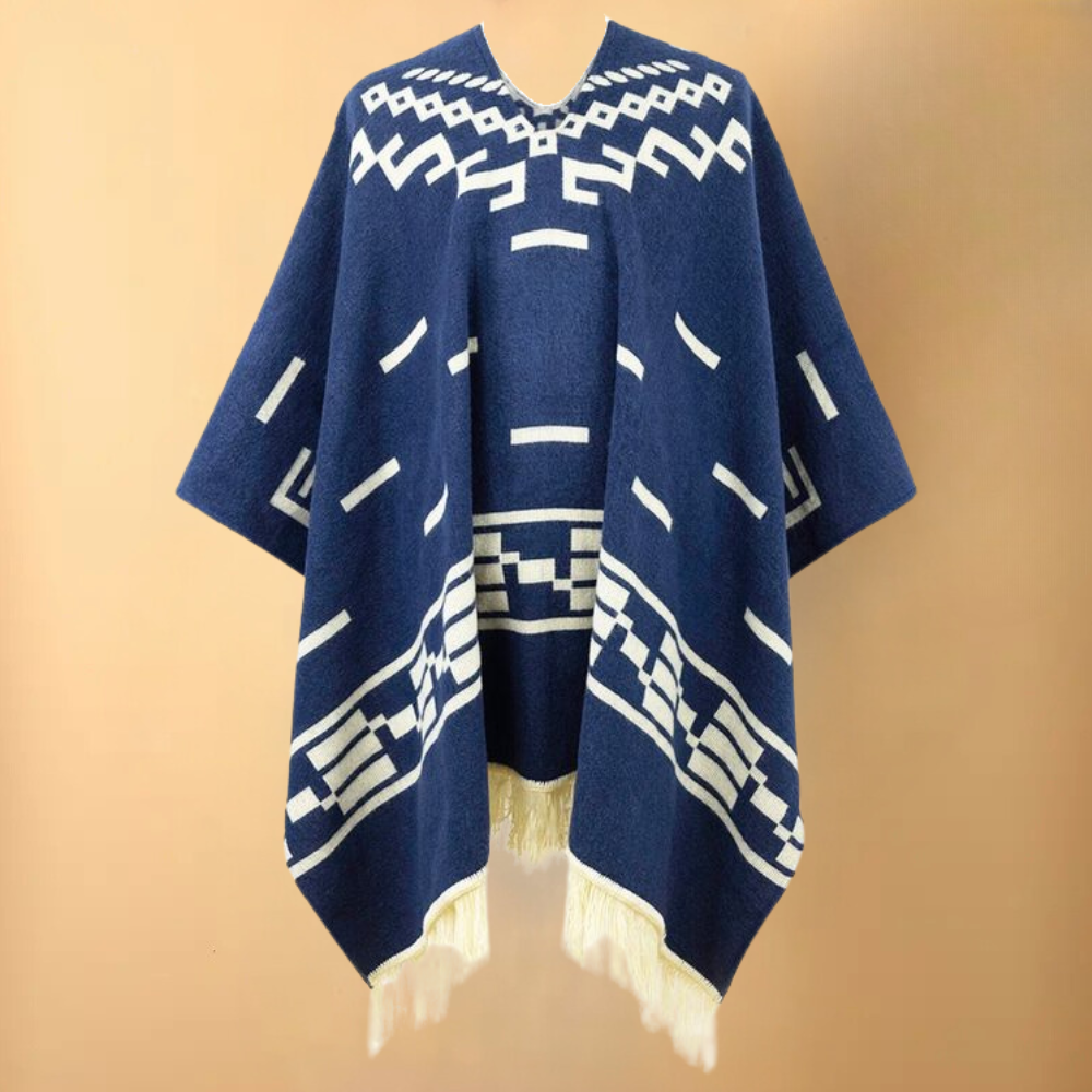 Trendig herrponcho Kael, en varm höstcape. Stilfullt herrmode för kylan, perfekt för utomhusbruk.