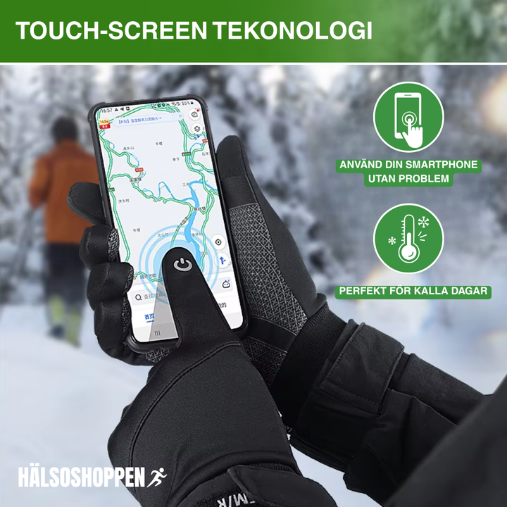 Vattentäta & vindtäta vinterarbetshandskar med touchscreen. Perfekta för kylarbeten & utomhus.