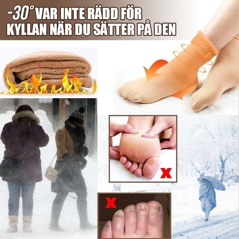 Värmande vinterstrumpor för kvinnor i mjukt sammet med fluffigt innerfoder och universell passform, grå färg.
