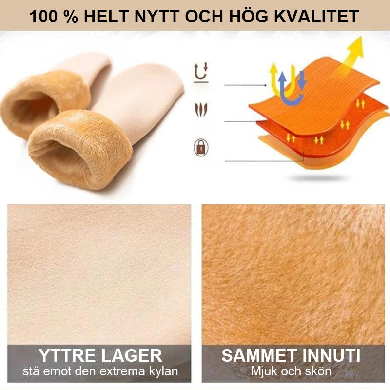 Värmande vinterstrumpor för kvinnor i mjukt sammet med fluffigt innerfoder och universell passform, grå färg.