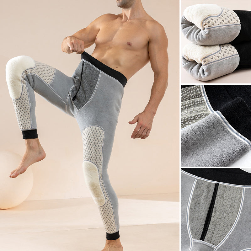 "Värmebevarande termobyxor för män med ultra mjuk fleece, grafenuppvärmning och stilren design."