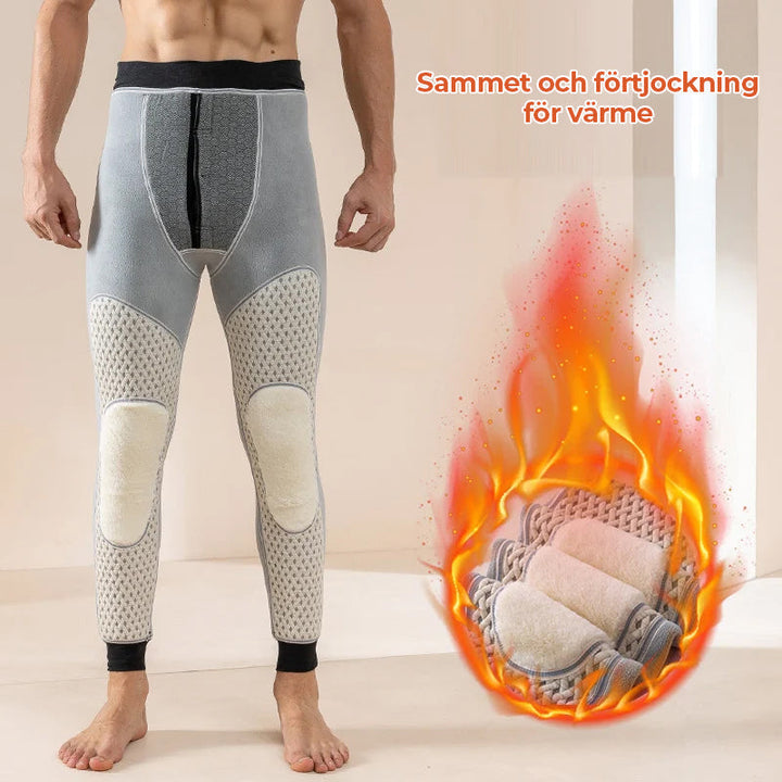 "Värmebevarande termobyxor för män med ultra mjuk fleece, grafenuppvärmning och stilren design."