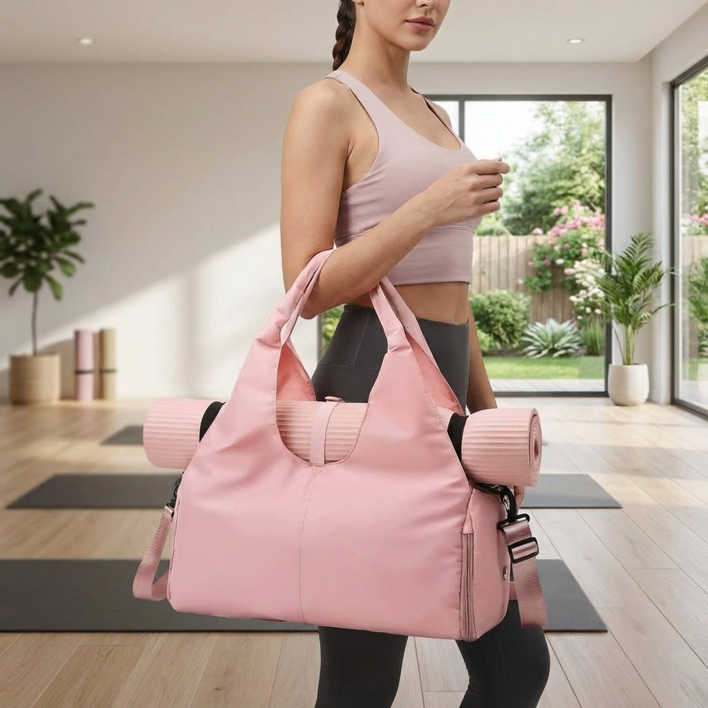 Vattenavvisande unisex yogaduffelväska med separat fack för yogamatta, idealisk för fitness & gym.