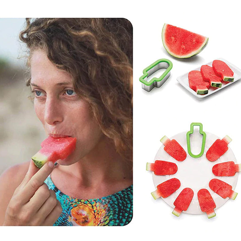 "Vattenmelonformad isglassform i grön och blå ABS-plast, perfekt för sommarlovets festliga isglassar och kalaspyssel."