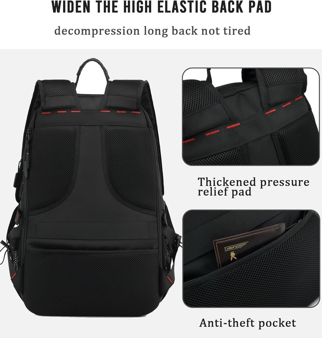 Unisex 60L laptopryggsäck, stående med full packning, visar smarta fack och robust design.