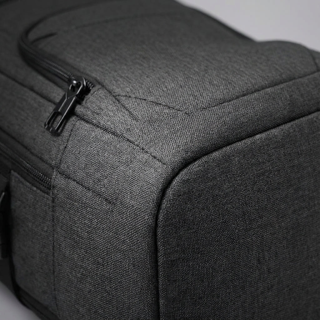 Svart vattentät affärsryggsäck FlightFold, expanderbar med laptopfack. Flexibel och smart för pendling och resor.