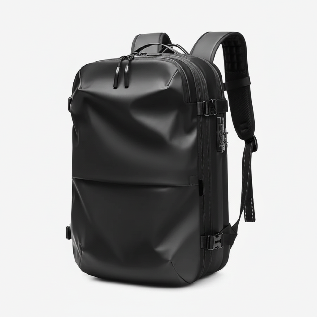 Vattentät ExpandPack ryggsäck i slitstarkt Oxfordmaterial. Idealisk för resor, arbete & dagligt bruk.