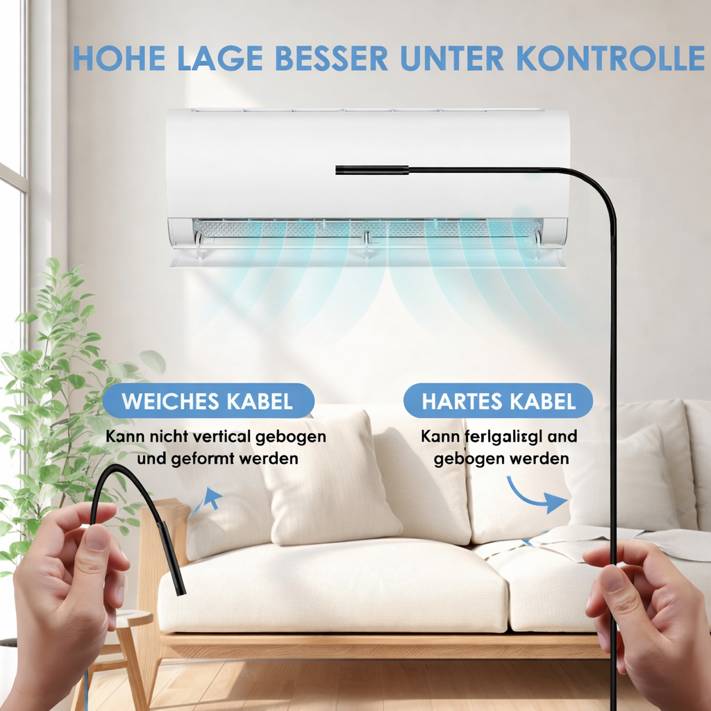 Flexibel HD-inspektionskamera med justerbart LED-ljus. Idealt verktyg för felsökning i trånga utrymmen.