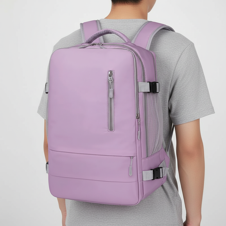 Unisex vattentät bagage- och reseryggsäck med inbyggd USB-port. Optimal för äventyr och stadsliv.
