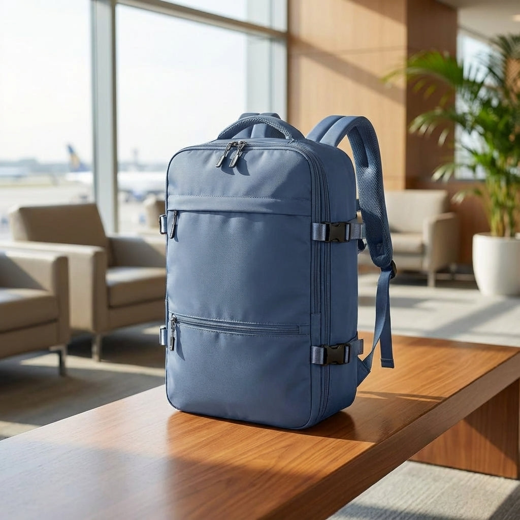 Vattentät reseryggsäck SkyGuardBag, optimerad för kabinbruk. Perfekt handbagage med smarta fack för weekendresan.