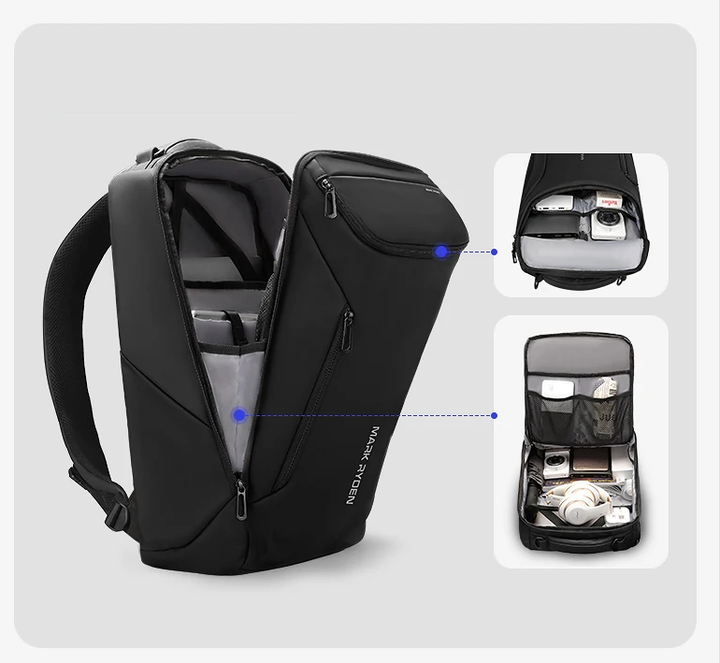 Unisex ryggsäck med rymliga fack för laptop och tillbehör. Multifunktionell och ergonomisk design för vardagsbruk.