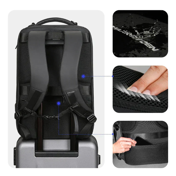 Slitstark businessryggsäck, vattentät med särskilt laptopfack. Perfekt som resväska för affärsresor.
