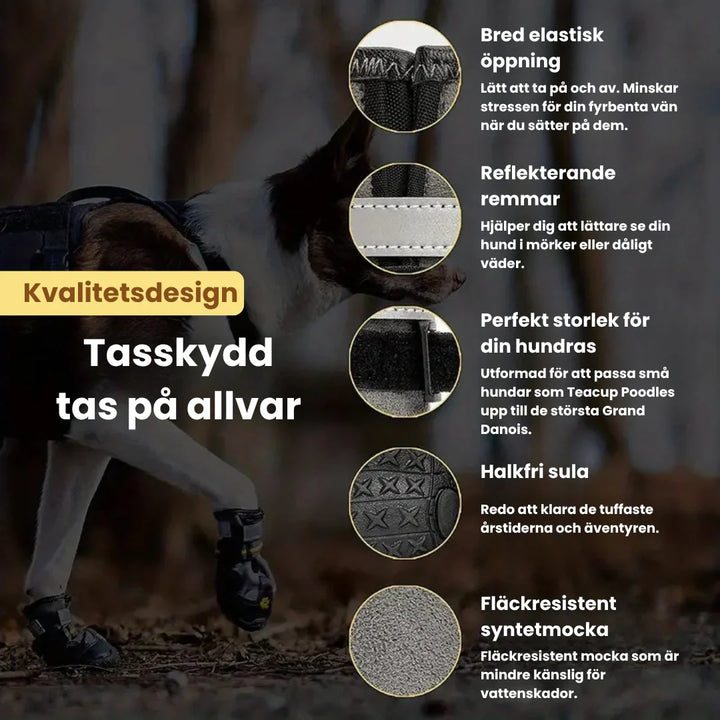 Reflekterande vattentäta hundskor för säkra promenader. Ett måste för din hunds tassar och välbefinnande.