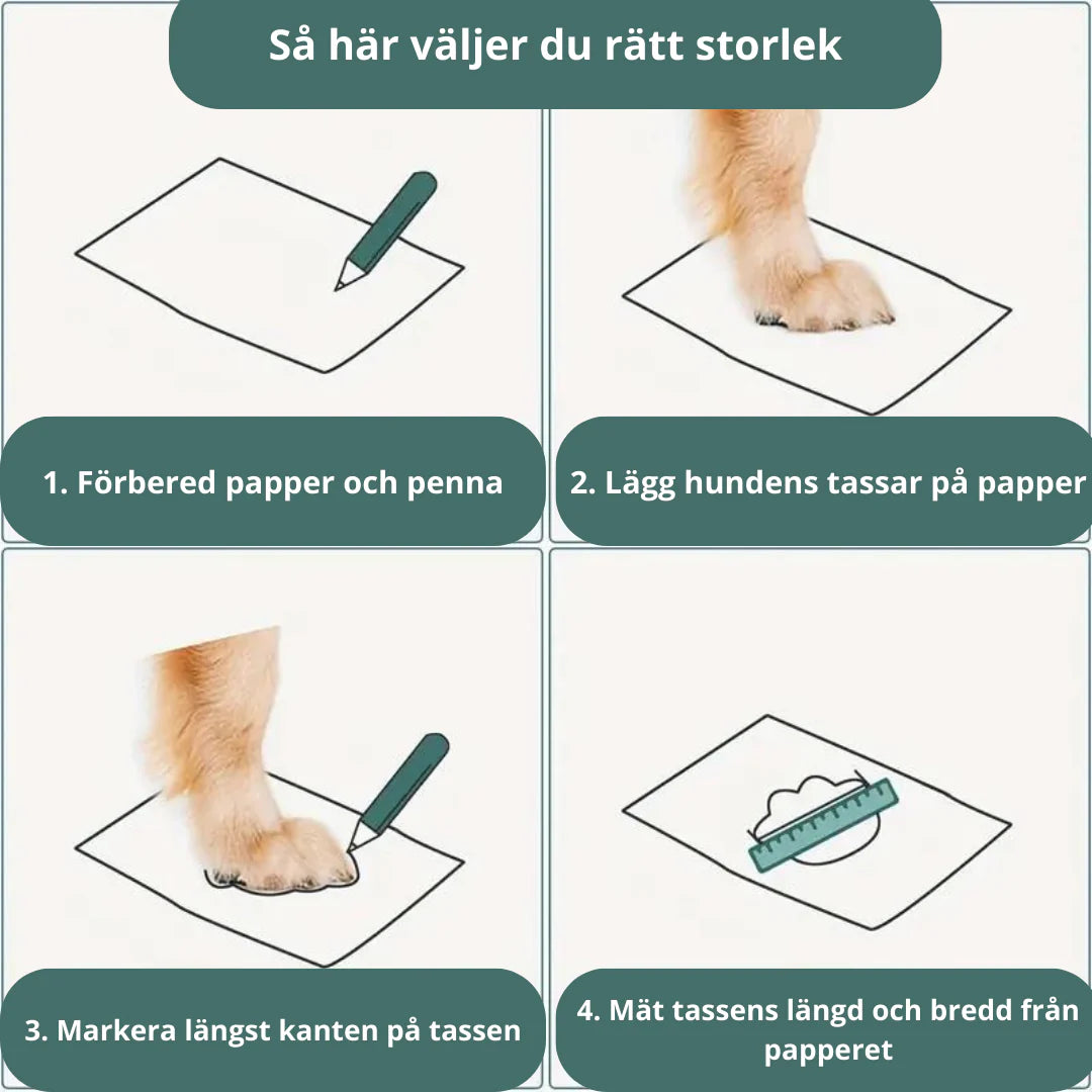 Bekväma hundskor med justerbara remmar för perfekt passform. Vattentäta och reflekterande för komfort.