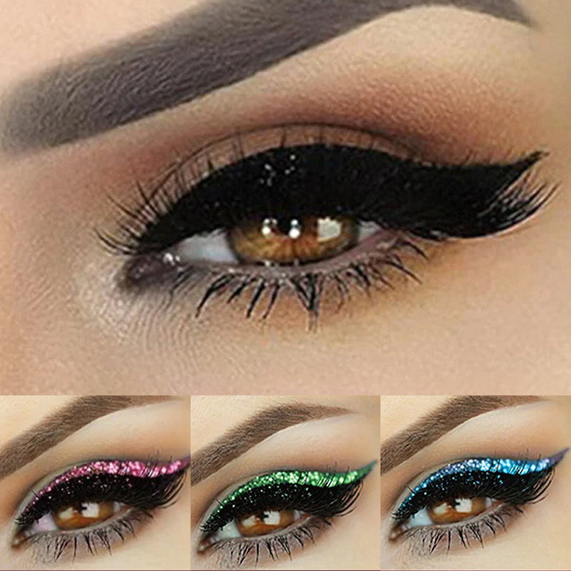 "Vattentät återanvändbar eyeliner och fransdekal för kvinnor i olika färger med enkel applicering och elegant design."