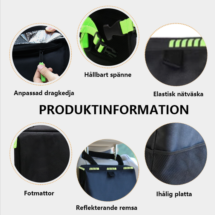 "Vattentät bilförvaringsväska med justerbara remmar, elegant design, oxfordmaterial, för ren och organiserad bilinteriör."