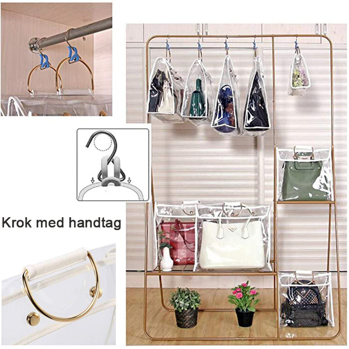"Vattentät dammtät PVC-förvaringspåse, transparent, hållbar design, perfekt för att organisera och skydda tillhörigheter."