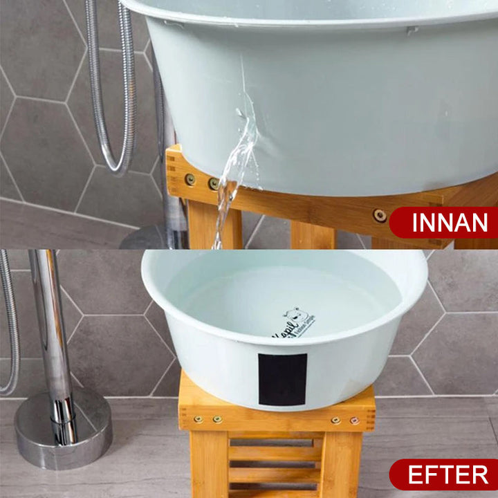 "Vattentät gummitejp på träyta, svart färg, extrem vidhäftning för alla ytor och väder, idealisk för reparationer."