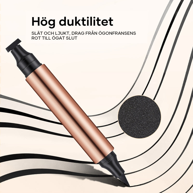 "Vattentät kattögon eyeliner stämpel för kvinnor med dubbelsidig design, visar stämpeln och spetsen för precision."