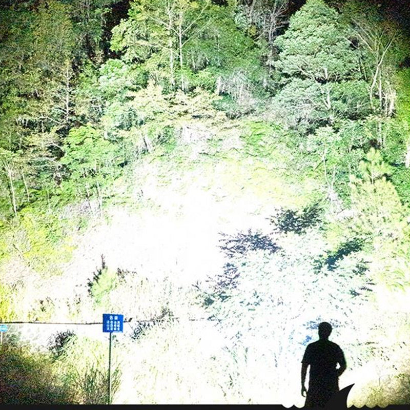 "Vattentät LED-ficklampa med justerbara ljuslägen, kraftigt chassi av flygaluminium för äventyr i alla väder."