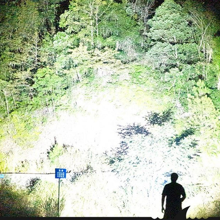 "Vattentät LED-ficklampa med justerbara ljuslägen, kraftigt chassi av flygaluminium för äventyr i alla väder."